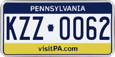 PA license plate KZZ0062