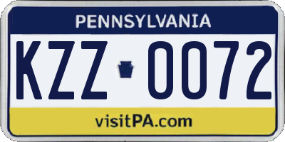 PA license plate KZZ0072