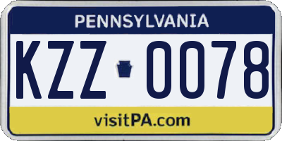 PA license plate KZZ0078