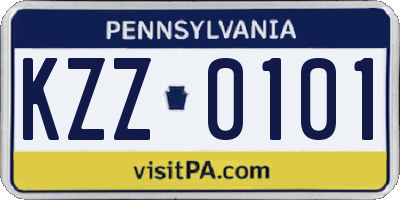 PA license plate KZZ0101