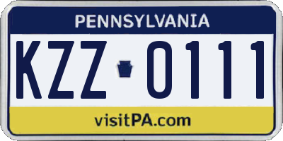 PA license plate KZZ0111