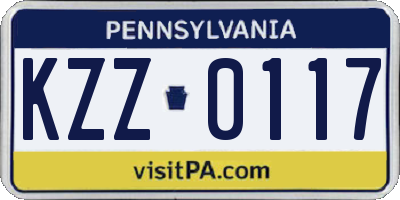 PA license plate KZZ0117