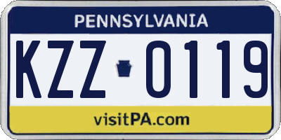 PA license plate KZZ0119