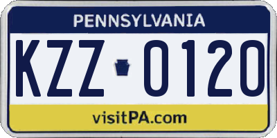 PA license plate KZZ0120