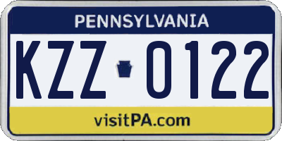 PA license plate KZZ0122