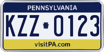 PA license plate KZZ0123