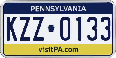 PA license plate KZZ0133