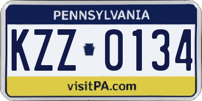PA license plate KZZ0134