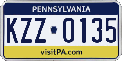 PA license plate KZZ0135