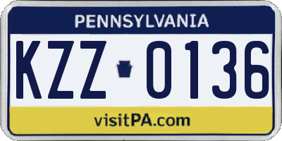 PA license plate KZZ0136