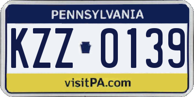 PA license plate KZZ0139