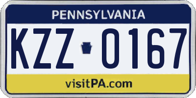 PA license plate KZZ0167