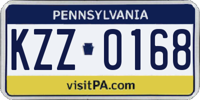 PA license plate KZZ0168