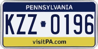 PA license plate KZZ0196