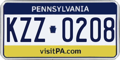 PA license plate KZZ0208