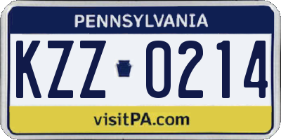 PA license plate KZZ0214