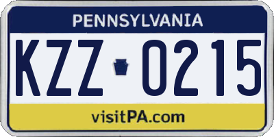 PA license plate KZZ0215