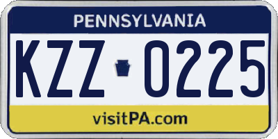 PA license plate KZZ0225