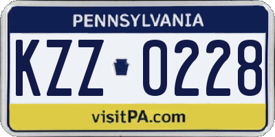 PA license plate KZZ0228