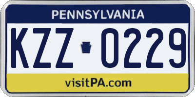 PA license plate KZZ0229