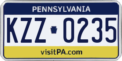 PA license plate KZZ0235