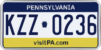 PA license plate KZZ0236