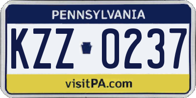 PA license plate KZZ0237
