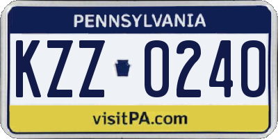 PA license plate KZZ0240
