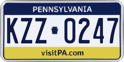 PA license plate KZZ0247