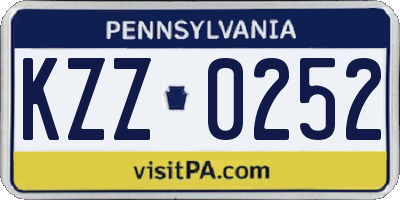 PA license plate KZZ0252