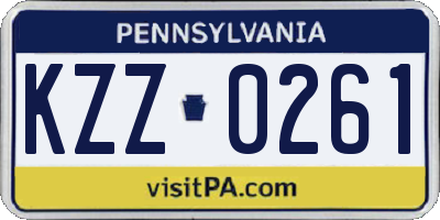PA license plate KZZ0261