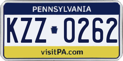 PA license plate KZZ0262