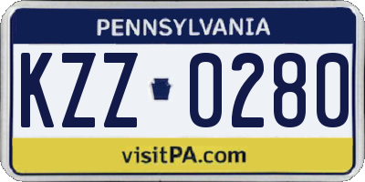 PA license plate KZZ0280