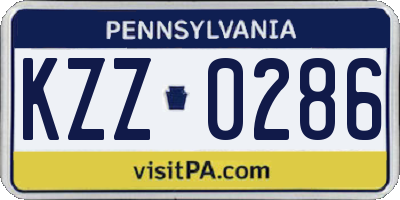 PA license plate KZZ0286