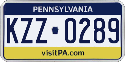 PA license plate KZZ0289