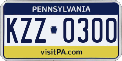 PA license plate KZZ0300