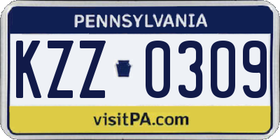 PA license plate KZZ0309