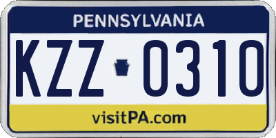 PA license plate KZZ0310