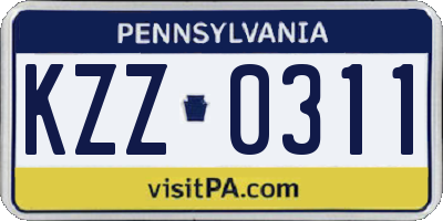 PA license plate KZZ0311