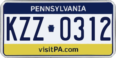 PA license plate KZZ0312