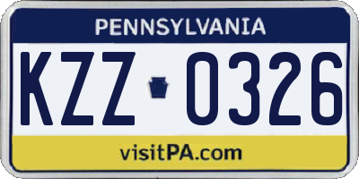 PA license plate KZZ0326