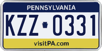 PA license plate KZZ0331