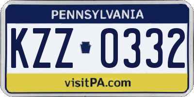 PA license plate KZZ0332