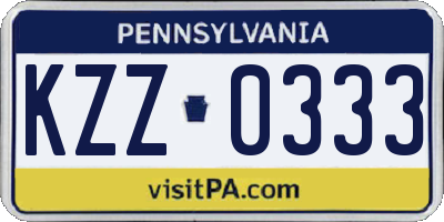 PA license plate KZZ0333