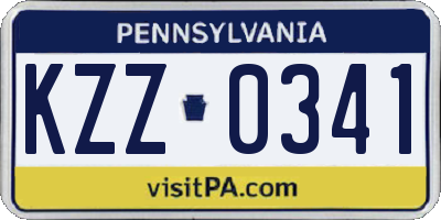 PA license plate KZZ0341