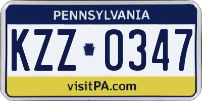 PA license plate KZZ0347