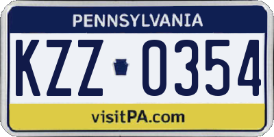 PA license plate KZZ0354