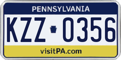PA license plate KZZ0356