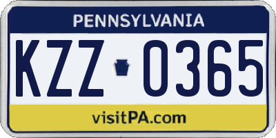 PA license plate KZZ0365