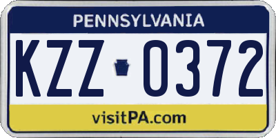 PA license plate KZZ0372